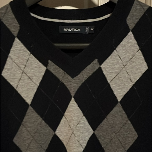 Nautica navy and grey argyle sweater vest. 3XL - Picture 2 of 6